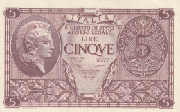 BANCONOTA ITALIA BIGLIETTO STATO 5 UNC  (B_211 - Italia – 5 Lire