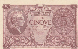 BANCONOTA ITALIA BIGLIETTO STATO 5 UNC  (B_212 - Italia – 5 Lire