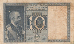 BANCONOTA ITALIA BIGLIETTO STATO 10 VF  (B_194 - Regno D'Italia – 10 Lire
