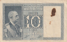 BANCONOTA ITALIA BIGLIETTO STATO 10 VF  (B_193 - Regno D'Italia – 10 Lire