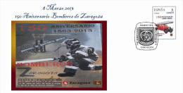 Spain 2013 - 150 Aniversario Bomberos De Zaragoza Special Postmark Cover - Sapeurs-Pompiers