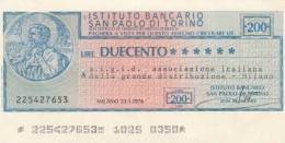 MINIASSEGNO  200 LIRE IST BANCARIO S.PAOLO TO -AIGID QFDS (BN409 - [10] Assegni E Miniassegni