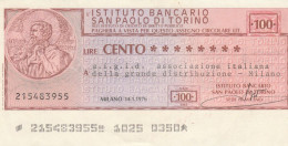 MINIASSEGNO  100 LIRE IST BANCARIO S.PAOLO TO -AIGID CIRCOLATO (BN414 - [10] Assegni E Miniassegni