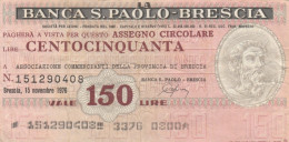 MINIASSEGNO  150 LIRE BANCA S.PAOLO BS - ASS COMM BS CIRCOLATO (BN403 - [10] Assegni E Miniassegni