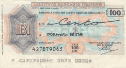 MINIASSEGNO  100 LIRE IBI - PROFUMERIA ALINE CIRCOLATO (BN400 - [10] Assegni E Miniassegni