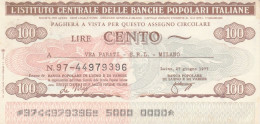 MINIASSEGNO  100 LIRE ISTITUTO CENT. BP- VEA PARATI FDS (BN382 - [10] Assegni E Miniassegni