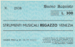 BUONO  LIRE 300 STRUMENTI MUSICALI REGAZZO UNC (BN357 - [10] Assegni E Miniassegni