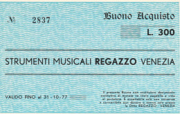 BUONO  LIRE 300 STRUMENTI MUSICALI REGAZZO UNC (BN360 - [10] Assegni E Miniassegni