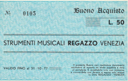 BUONO  LIRE 50 STRUMENTI MUSICALI REGAZZO UNC (BN355 - [10] Assegni E Miniassegni