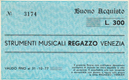 BUONO  LIRE 300 STRUMENTI MUSICALI REGAZZO UNC (BN354 - [10] Assegni E Miniassegni