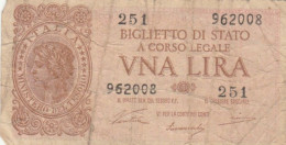 BIGLIETTO DI STATO  ITALIA 1 LIRA - F (BN116 - Italië – 1 Lira