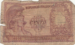 BIGLIETTO DI STATO  ITALIA 100 LIRE -  F (BN111 - 100 Lire