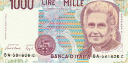 BANCONOTA  ITALIA 1000 LIRE MONTESSORI -  UNC (BN52 - 1.000 Lire