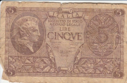 BIGLIETTO DI STATO  ITALIA 5 LIRA - F (BN155 - Italië– 5 Lire