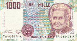 BANCONOTA  ITALIA 1000 LIRE MONTESSORI -  UNC (BN51 - 1000 Lire