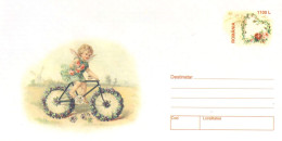 620  Cyclisme, Ange, Moulin à Vent: PAP Roumanie, 1999 - Cycling, Windmill, Angel, Rose On Stationery Cover - Vélo