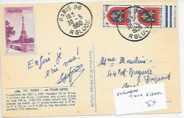 Carte Postale Avec Vignette Tour Eiffel - Turismo (Viñetas)