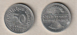 00758) Deutschland, 50 Pfennig 1921 F - 50 Rentenpfennig & 50 Reichspfennig