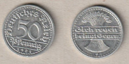 00755) Deutschland, 50 Pfennig 1921 G - 50 Renten- & 50 Reichspfennig