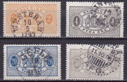 SE667B – SUEDE – SWEDEN – 1891 – NEW VALUES FULL SET - Y&T # 15/18 USED - Dienstzegels