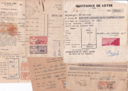 Vietnam Lot 9 Quittances De Loyer Avec Timbres Fiscaux En Piastre Cochinchine Saigon Cholon Timbre Fiscal Indochine - Other & Unclassified