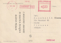 CARTOLINA 1963 CECOSLOVACCHIA RADIO PRAGA -TIMBRO ROSSO MECCANICO (M_146 - Cartas & Documentos