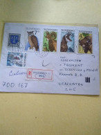 Slovakia.envelope Of 1st Years(1996)reg.to Uzbekistan.fauna AND Owl  & Other Stamps.bratislva.e7 Reg Post Conmem - Cartas & Documentos