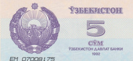 UZBEKISTAN 5 SOM -UNC - Usbekistan