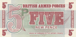 BRITISH ARMED FORCES 5 OENCE -UNC - Fuerzas Armadas Británicas & Recibos Especiales