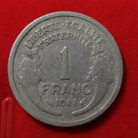 Monnaie France - 1941 - 1 Franc Morlon Aluminium-magnésium, Lourde (1.6g) - 1 Franc