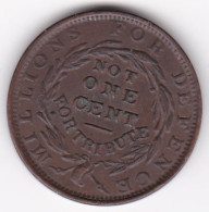 Jeton Millions For Defense Not One Cent For Tribute 1837 , Phoenix, En Cuivre  - Monedas/ De Necesidad