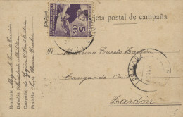 Tarjeta Circulada De Santa María De Trubia A Zardón, Con Sello De Asturias Y León, El 14/5/37. - Marques De Censures Républicaines