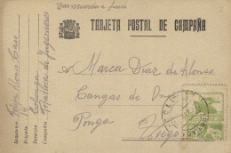 Tarjeta De Campaña Circulada De Colunga A Ponga (Asturias), El 29/9/37. Franqueo Con Sello De Asturias Y León. - Bolli Di Censura Repubblicana