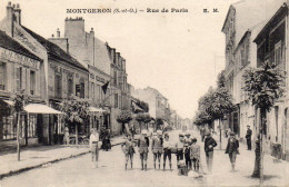 Delcampe - Montgeron Animée Rue De Paris Café Restaurant Commerces - Montgeron