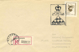 622  Echecs: Lettre Recommadée -  Chess  Pictorial Cancel On Registered Letter From Poland, 1989 - Echecs