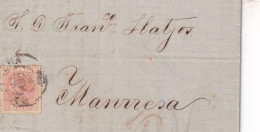 CARTA 1872  BARCELONA A  MANRESA - Cartas & Documentos