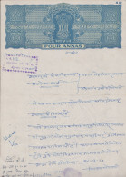 F-EX47227 INDIA REVENUE SEALLED PAPER FREEDOM STATE. 4 ANNAS.  - Other & Unclassified