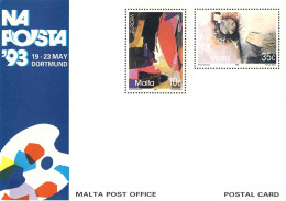 626  Naposta Dortmund: Entier (c.p.) Malte, 1993 Europa CEPT -  Europe Stationery Postcard From Malta. Modern Art - 1993