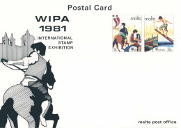 626  WIPA Vienne: Entier (c.p.) Malte, 1981 Europa CEPT - Europe Stationery Postcard From Malta. Folklore - 1981