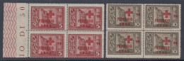 EGEO - Occupazione Tedesca - N. 132-133 - Cv 1600 Euro - QUARTINA GOMMA INTEGRA - MNH** BLOCK Of 4 - Aegean (Rodi)