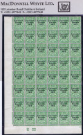 Ireland 1922-23 Thom Saorstát 3-line Overprint In Blue-black On ½d Green Corner Block Of 48 Control U22 Imperf Plate 2 - Unused Stamps