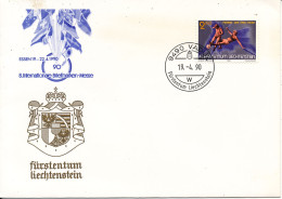 Liechtenstein Cover With Soccer Football Stamp World Cup Italy 1990 Vaduz 19-4-1990 - Briefe U. Dokumente