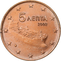 Grèce, 5 Euro Cent, 2002, Athènes, Cuivre Plaqué Acier, TTB, KM:183 - Griechenland