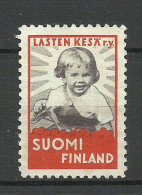 FINLAND Child Charity Kinderhilde Vignette Seal Stamp Siegelmarke (*) - Erinnophilie