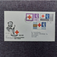 UK 1963 Set Red Cross Stamps (Michel 362/64) Used On Illustrated FDC - Usati