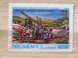 Nicaragua 1983 World Communication Year - Setting A Phone Pole In Puerto Cabeza - Nicaragua