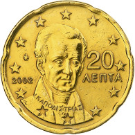 Grèce, 20 Euro Cent, 2002, Athènes, Or Nordique, TTB, KM:185 - Grecia