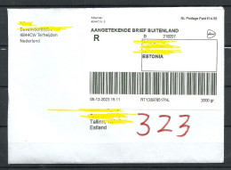 NEDERLAND NETHERLANDS 2023 Registered Letter To Estonia Postage Paid 14,55 EUR Label - Lettres & Documents