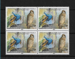 MAURITIUS 2023 JOINT ISSUE 75TH ANNIV. OF DIPLOMATIC RELATIONS BETWEEN INDIA MAURITIUS BIRDS BLOCK OF 4 STAMPS MNH - Gezamelijke Uitgaven