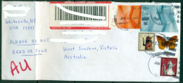 USA 2015 $10, $5 Waves High Value On Registered Cover To Australia (folded) - Lettres & Documents